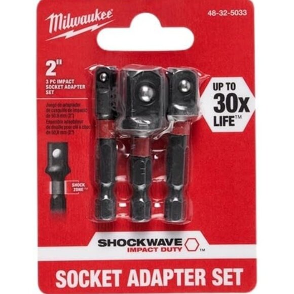 Milwaukee 48-32-5033 Power Drill Bit Extensions Shockwave Socket Adapter Set, 1/ - Picture 3 of 5